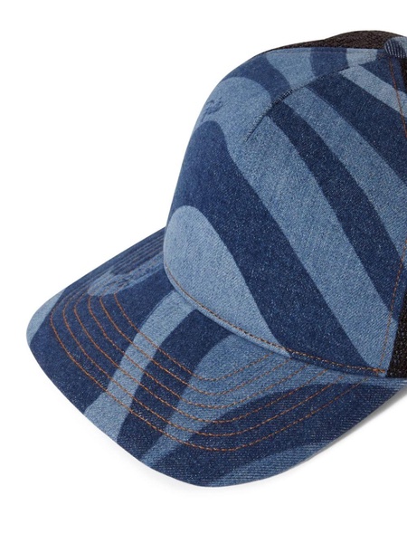 Marmo-print denim trucker cap