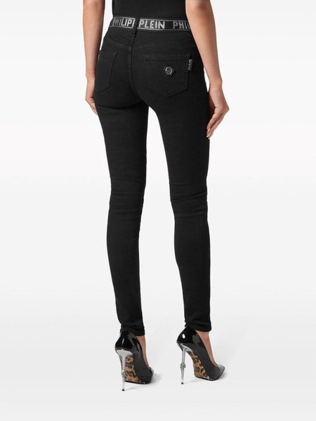 Strass stretch-denim leggings