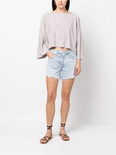 boat-neck cropped knitted top