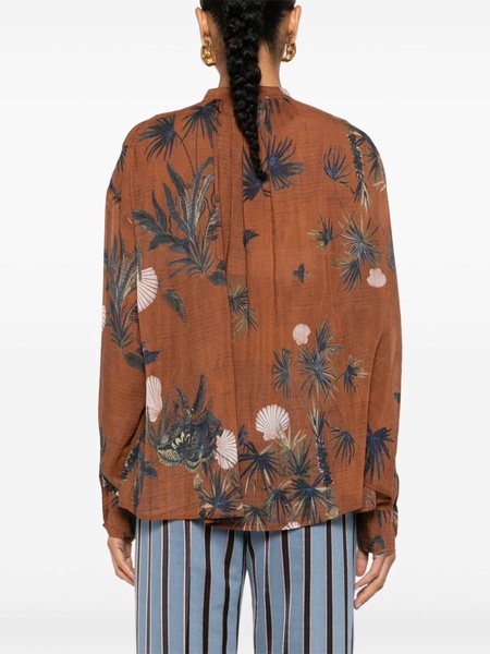 mix-print semi-sheer shirt 