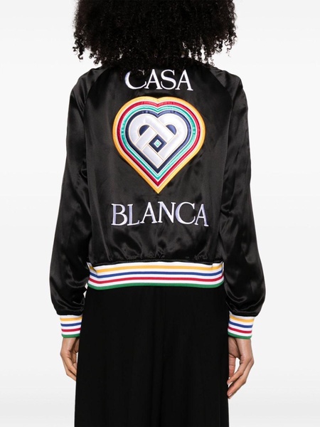 Rainbow Heart silk bomber jacket