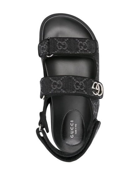 Double G-plaque denim sandals