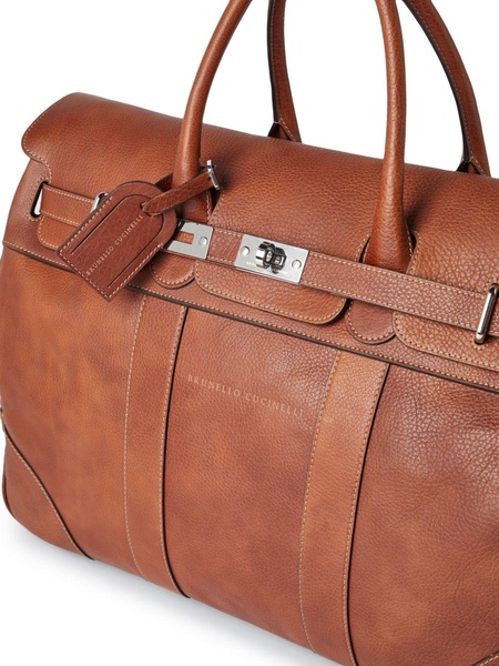 top-handle leather holdall bag