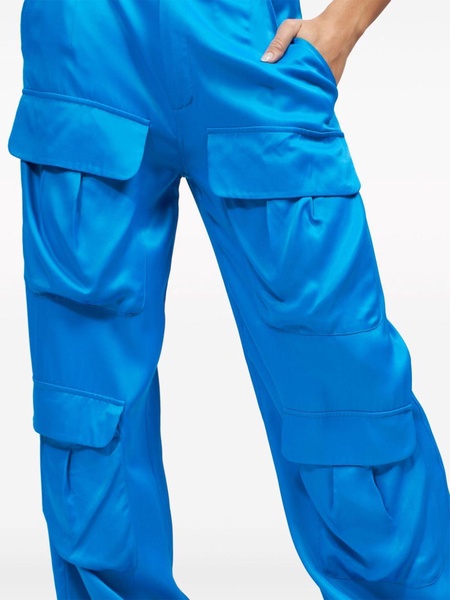 satin cargo-pocket trousers