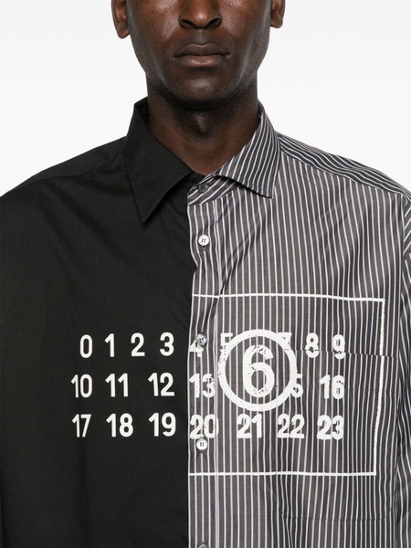 Spliced numbers-motif cotton shirt 