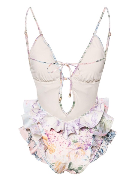 Halliday Waterfall Frill ruffled floral swimsuit