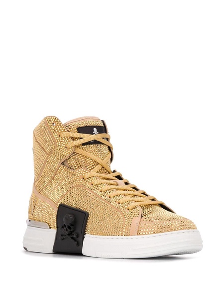 rhinestone-embellished high-top sneakers