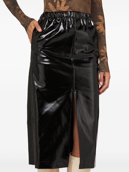 MAISON MARGIELA Black Elastic Skirt with Side Pockets and Slit Hem for 2024 FW23