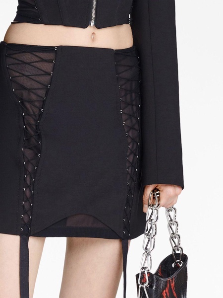 lace-up sheer miniskirt