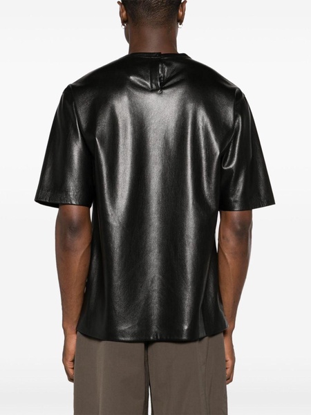 drop-shoulder faux-leather T-shirt