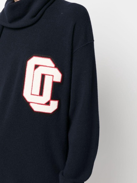 logo-patch knitted varsity jumper