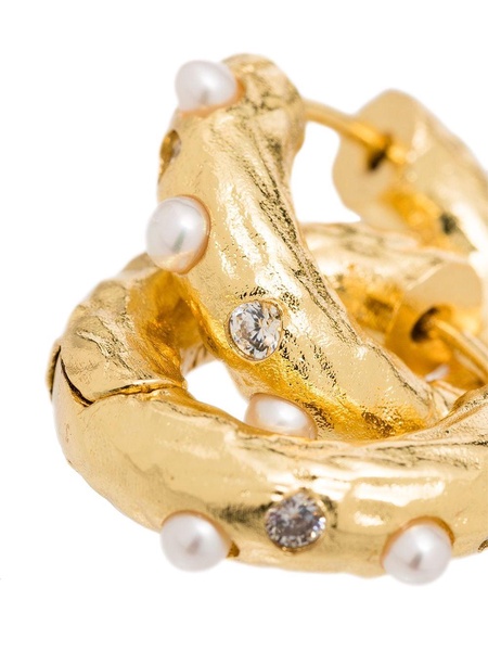 18kt gold-plated pearl-embellished hoop earrings