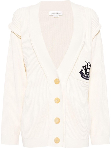 logo-embroidered ribbed-knit cardigan