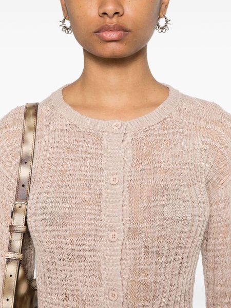 ribbed semi-sheer cardigan 