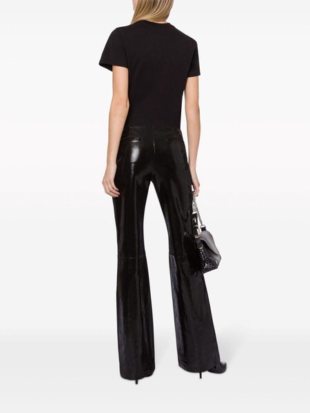 patent-finish leather flared trousers 