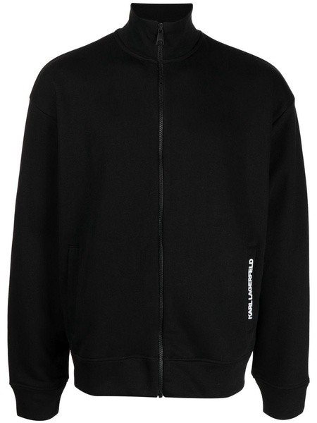 logo-print zip-up cotton sweatshirt