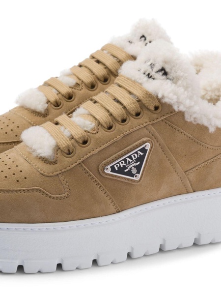 shearling-trim flatform sneakers