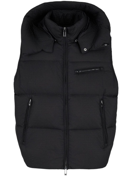 hooded zip-front down vest