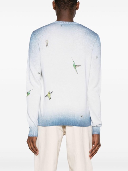 Hummingbird motif-embroidered jumper