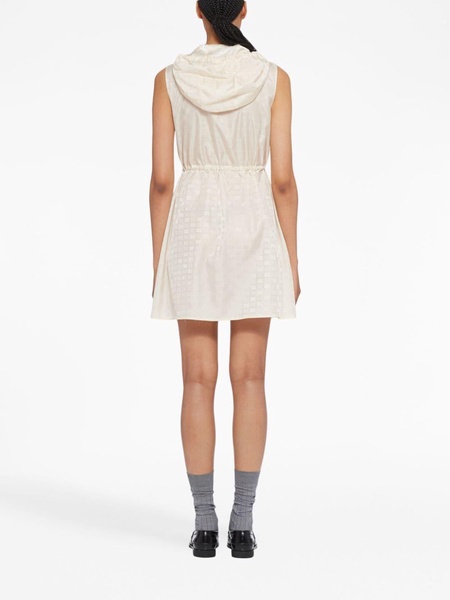 logo-jacquard hooded minidress