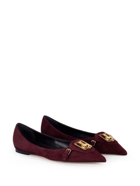 pointed-toe suede ballerina shoes