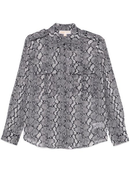 snakeskin-print georgette shirt