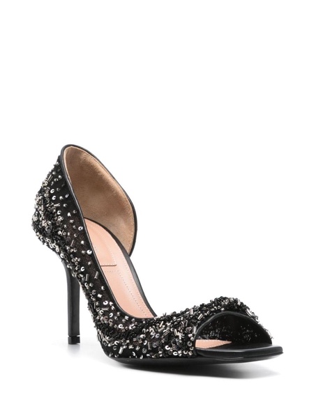 85mm sequinned beaded pumps