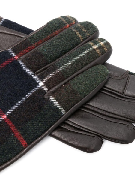 Aubrey tartan-check panelled leather gloves