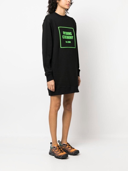 embossed-logo crewneck dress