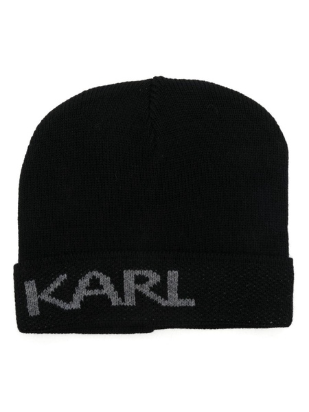 logo-intarsia beanie hat