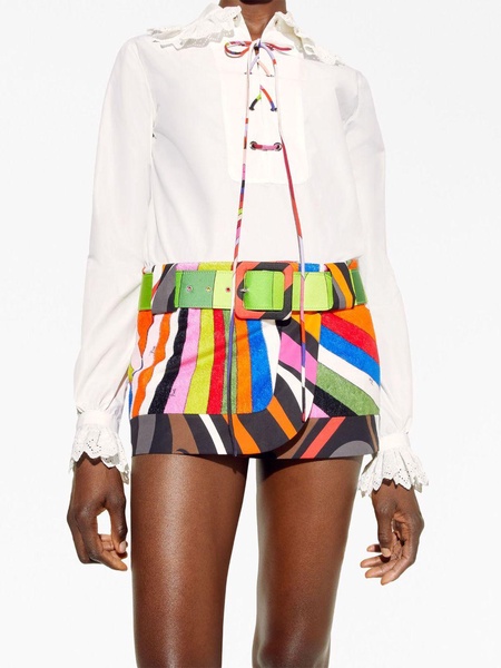 Iride-print wrap mini skirt