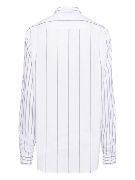 logo-embroidered striped shirt