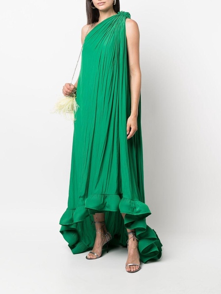 flared-hem one-shoulder dress