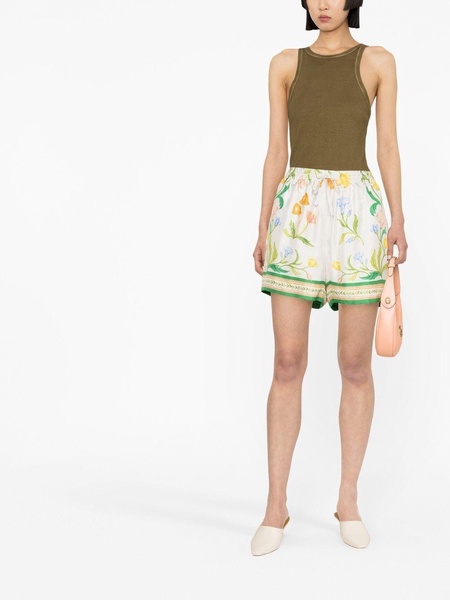 floral-print silk shorts