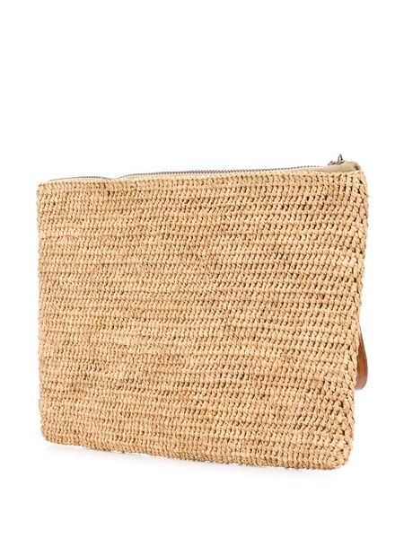 zipped woven clutch bag