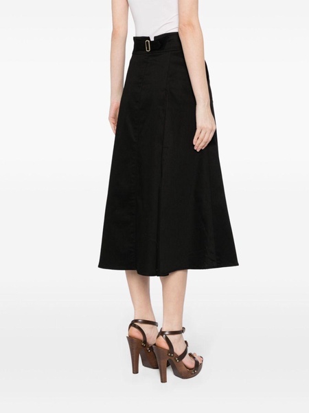 pleated cotton midi skirt