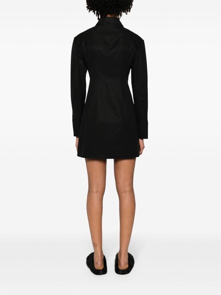 Black Mini Cotton Shirt Dress