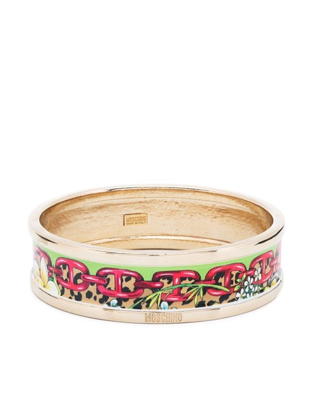 logo-engraved floral-print bracelet