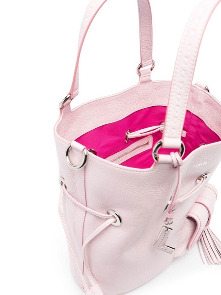 tassel-drawstring leather bucket bag