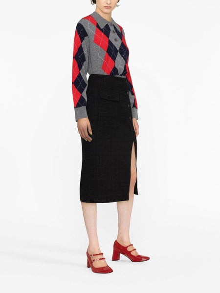 high-waist tweed skirt