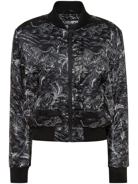 jungle-print bomber jacket