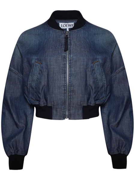 washed denim bomber jacket