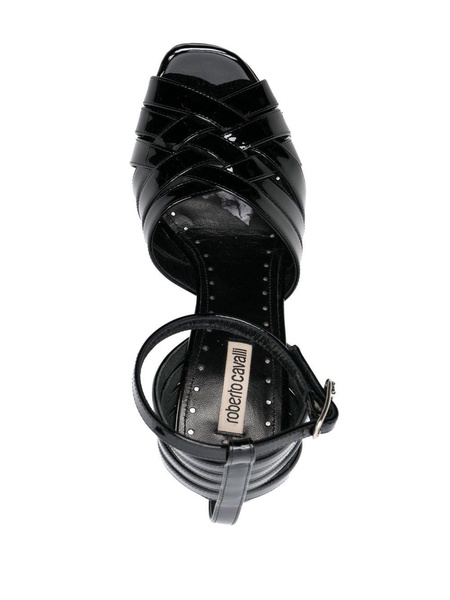 caged patent-leather pumps