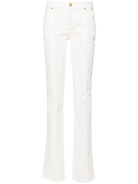 raw-cut detailed slim-leg trousers