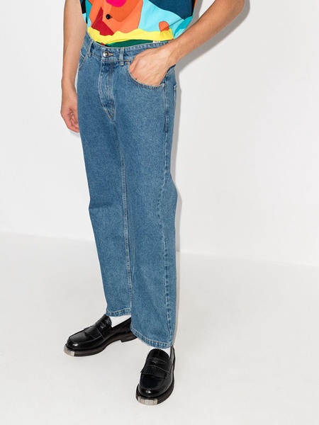 mid-rise straight-leg jeans