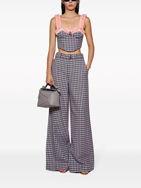 checked wide-leg trousers 