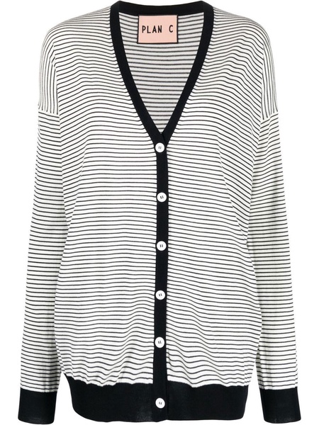 stripe-print button-up cardigan 