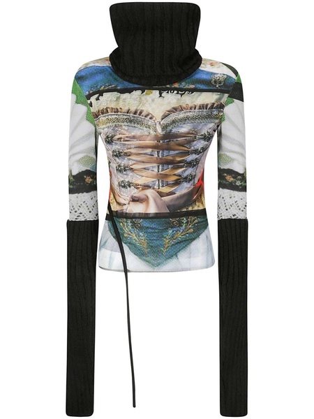 drindl-print turtleneck top