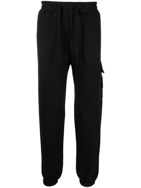 drawstring-waist cotton blend track pants 