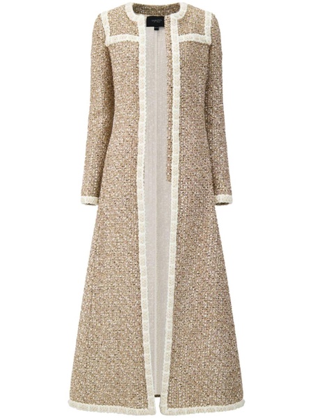 braided-trim tweed coat